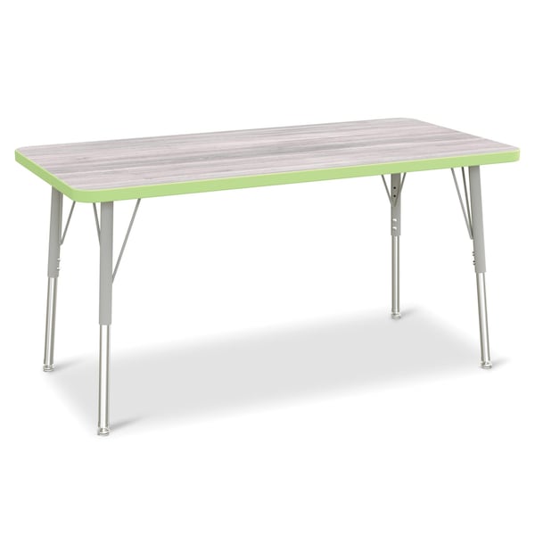 Jonti-Craft Berries Rectangle Activity Table, 24 in. x 48 in., A-height, Driftwood Gray/Key Lime/Gray 6403JCA451 - main